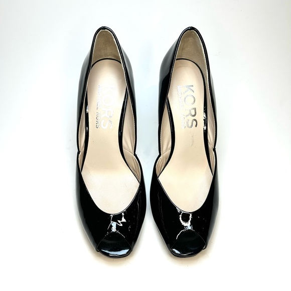 Michael Kors Black Patent Leather Wedge Peep Toe | 7.5 - Picture 8 of 8